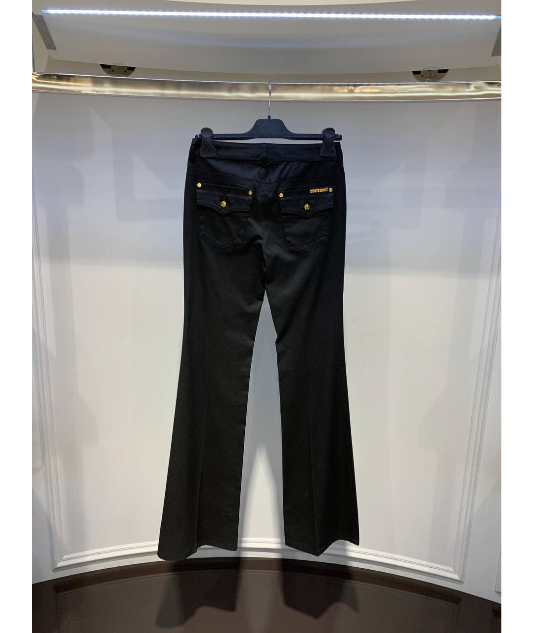 ROBERTO CAVALLI Черные хлопковые прямые брюки, фото 3