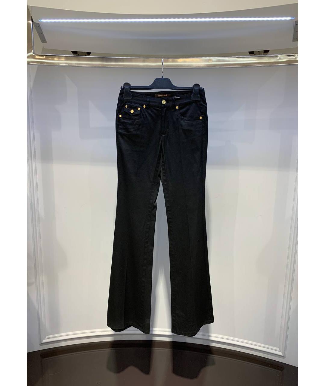 ROBERTO CAVALLI Черные хлопковые прямые брюки, фото 4