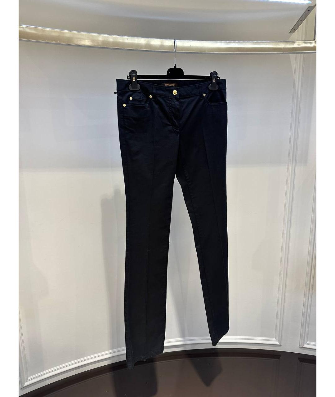 ROBERTO CAVALLI Черные хлопковые прямые брюки, фото 2