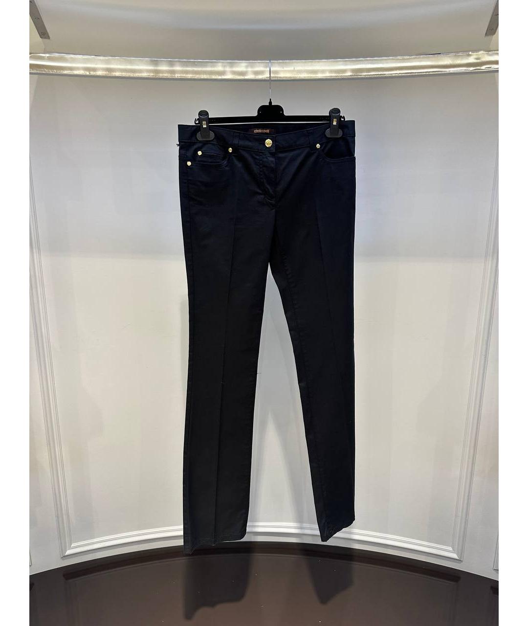 ROBERTO CAVALLI Черные хлопковые прямые брюки, фото 4