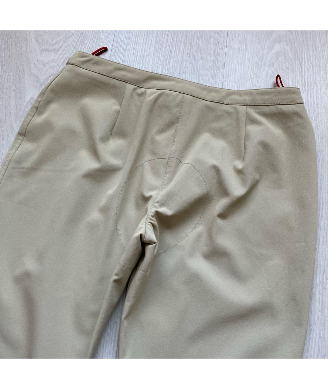 PRADA Бежевые полиамидовые прямые брюки, фото 6