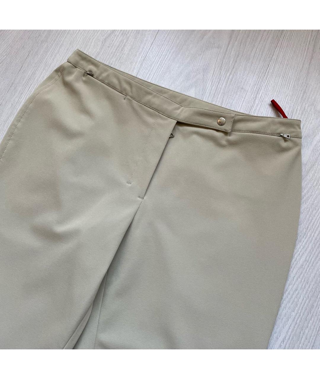 PRADA Бежевые полиамидовые прямые брюки, фото 2