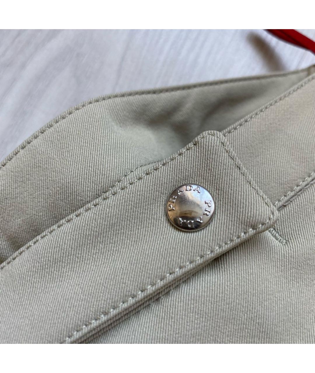 PRADA Бежевые полиамидовые прямые брюки, фото 7