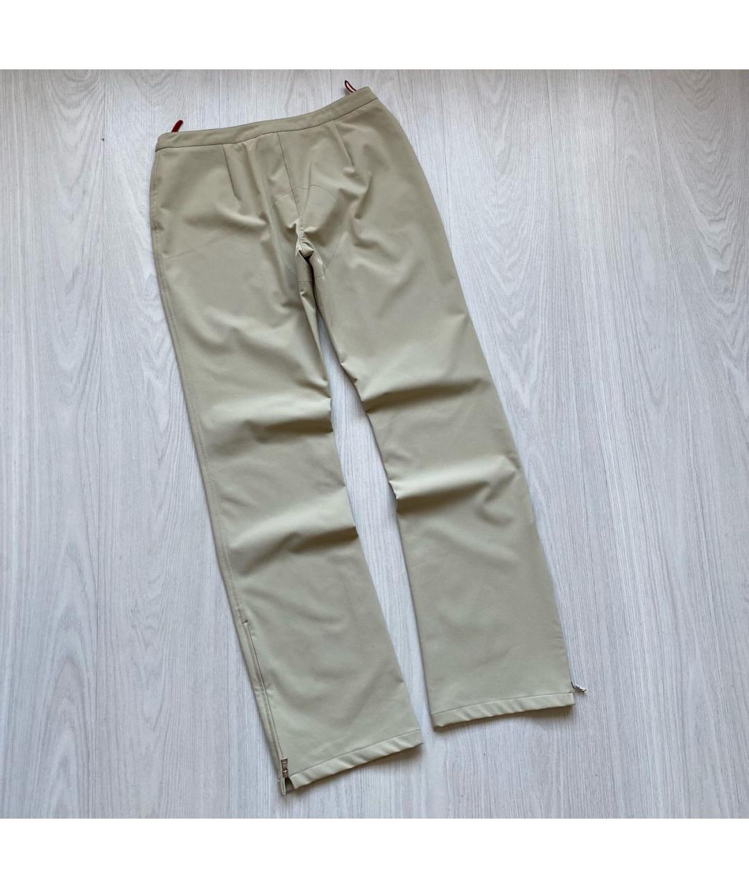PRADA Бежевые полиамидовые прямые брюки, фото 5