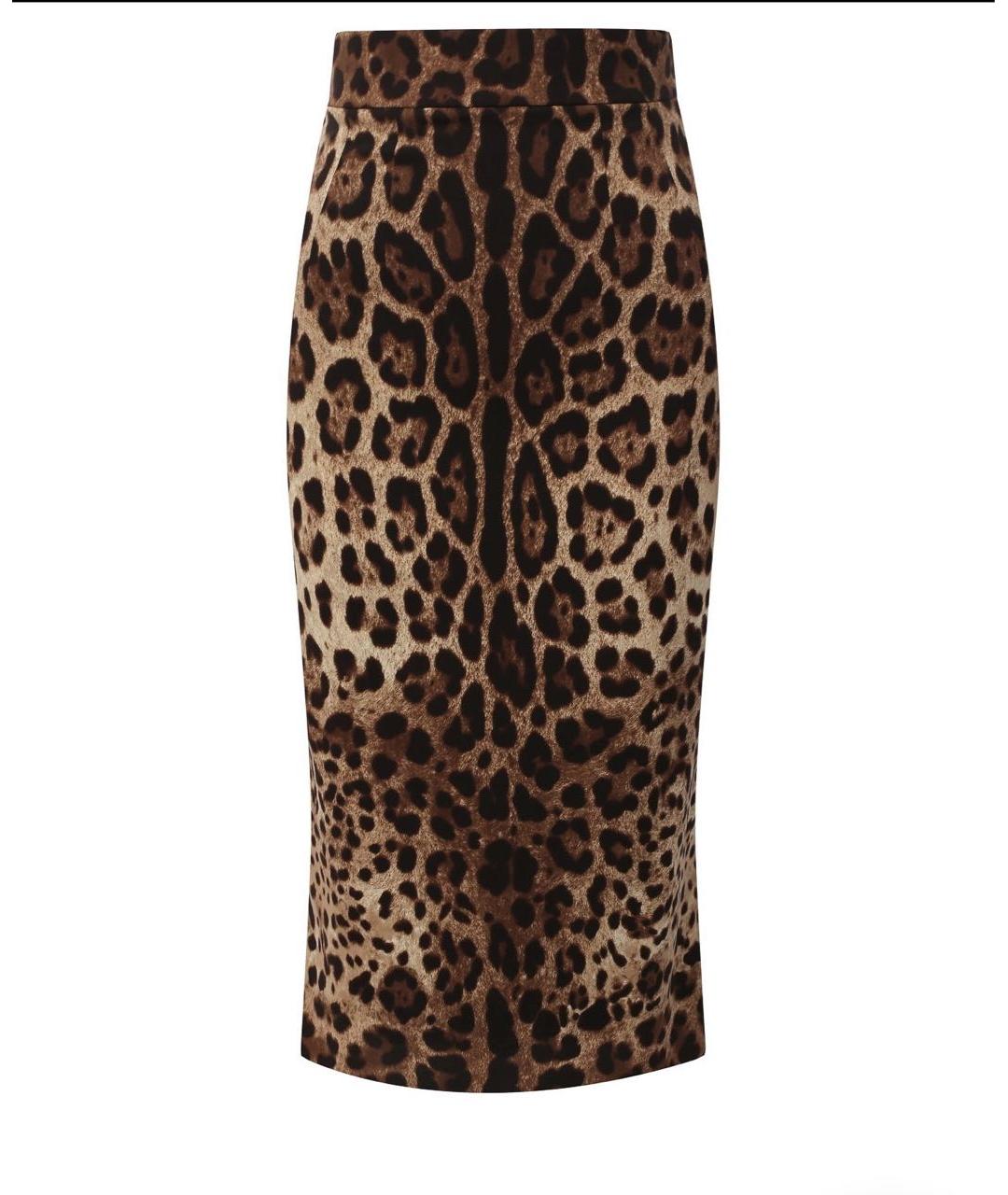 DOLCE&GABBANA Коричневая шелковая юбка миди, фото 7