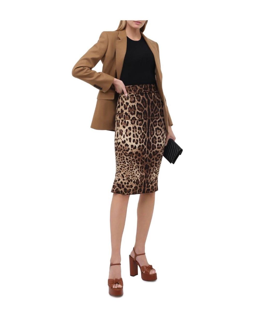 DOLCE&GABBANA Коричневая шелковая юбка миди, фото 6