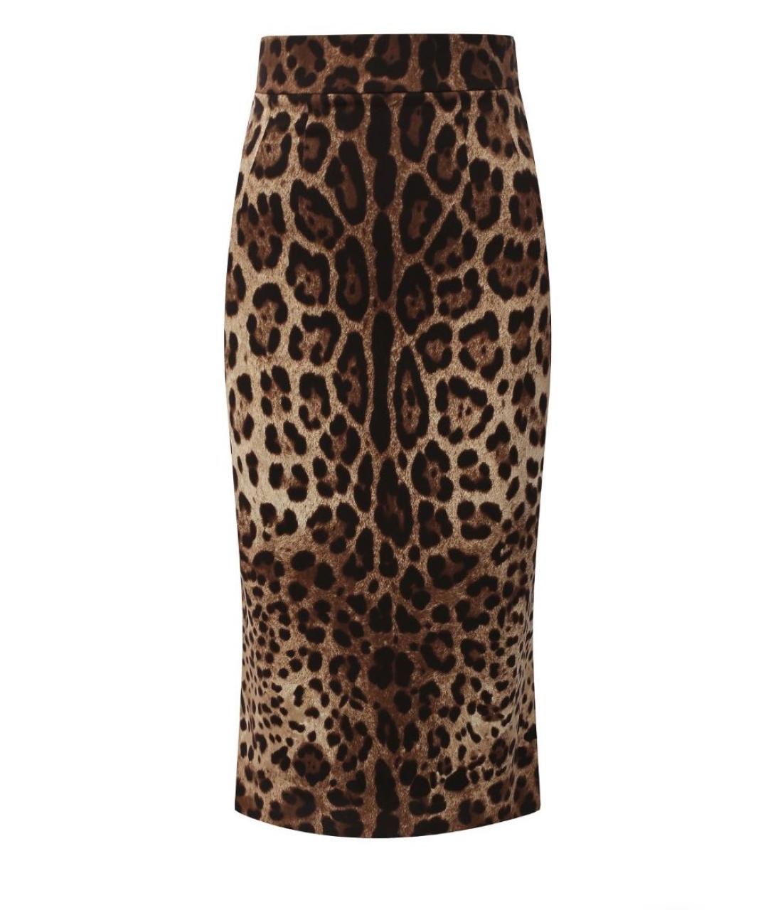 DOLCE&GABBANA Коричневая шелковая юбка миди, фото 4