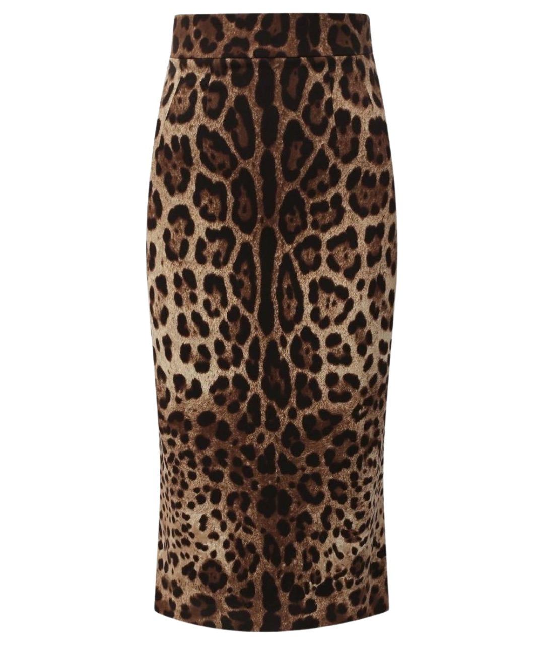 DOLCE&GABBANA Коричневая шелковая юбка миди, фото 1