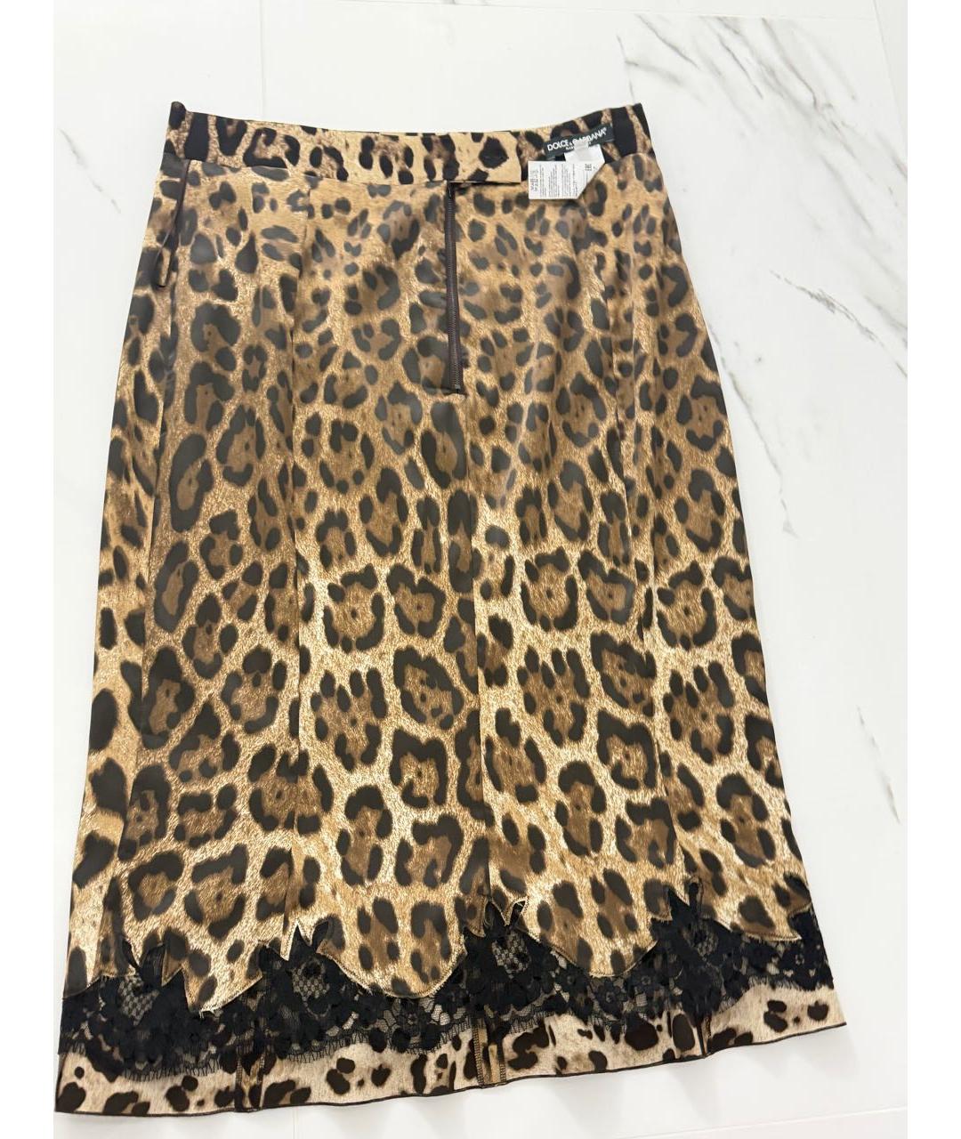 DOLCE&GABBANA Коричневая шелковая юбка миди, фото 3