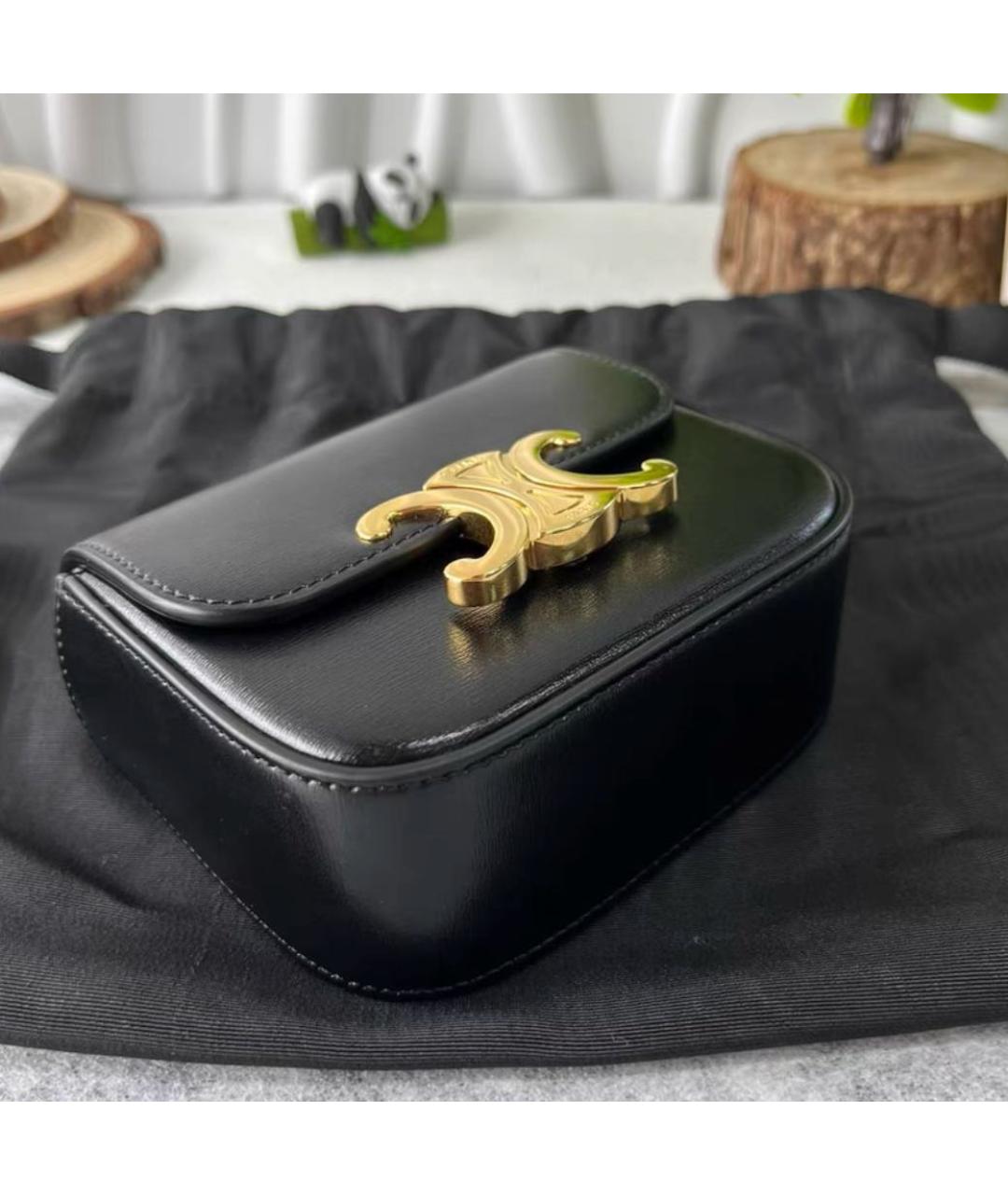 CELINE Черная кожаная сумка через плечо, фото 3