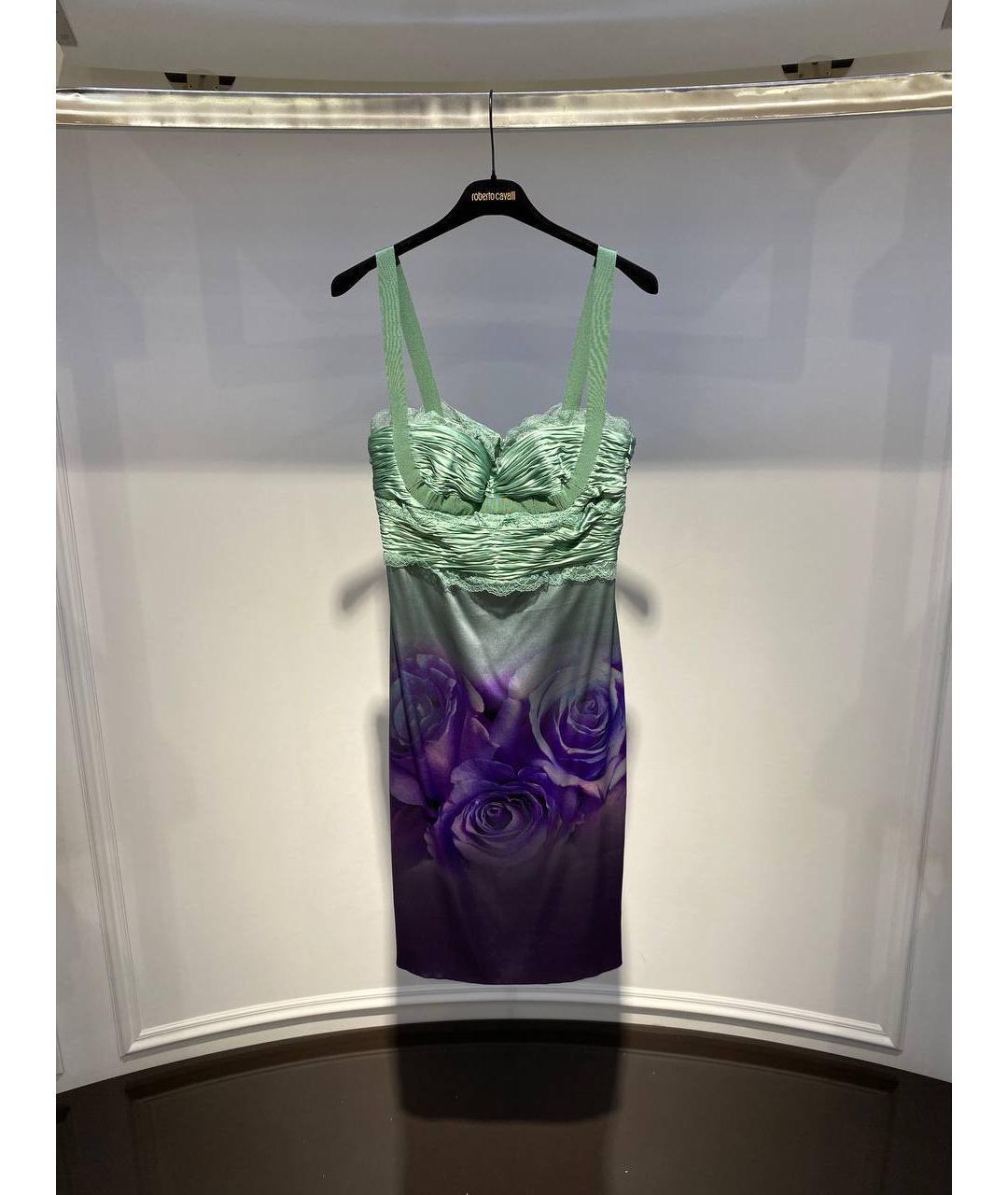 ROBERTO CAVALLI Мульти шелковое платье, фото 4