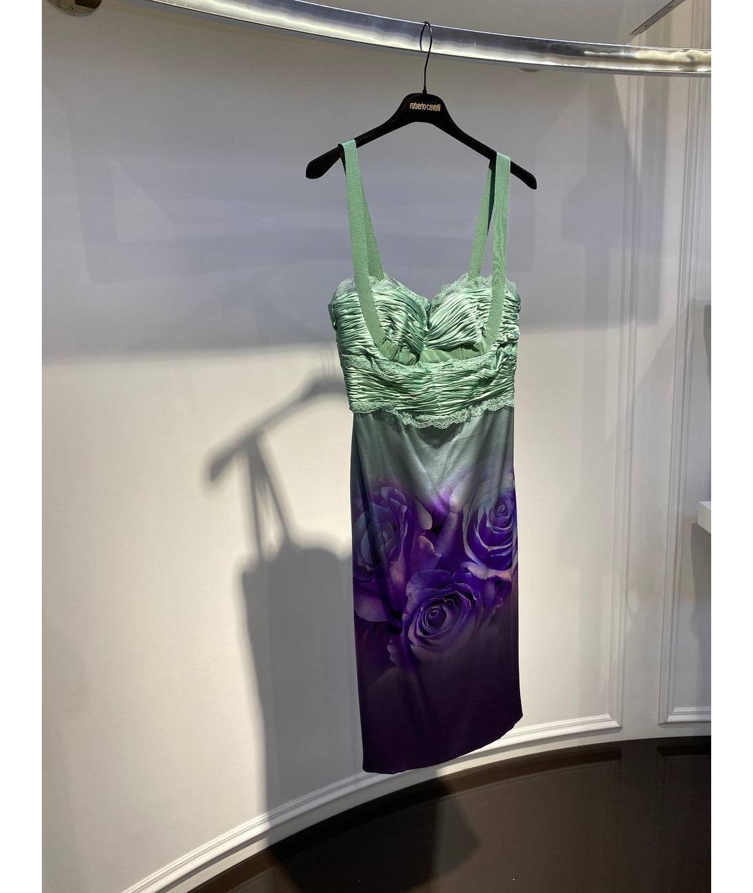 ROBERTO CAVALLI Мульти шелковое платье, фото 2