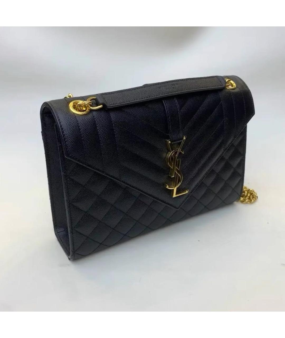SAINT LAURENT Черная кожаная сумка через плечо, фото 2