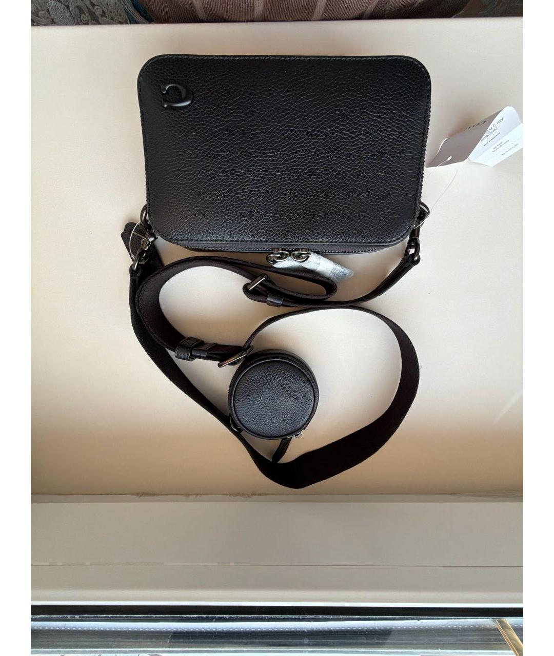 COACH Черная кожаная сумка на плечо, фото 9