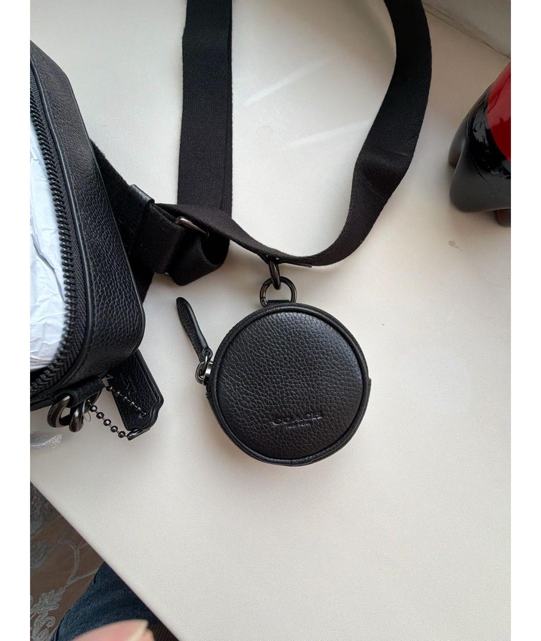 COACH Черная кожаная сумка на плечо, фото 6