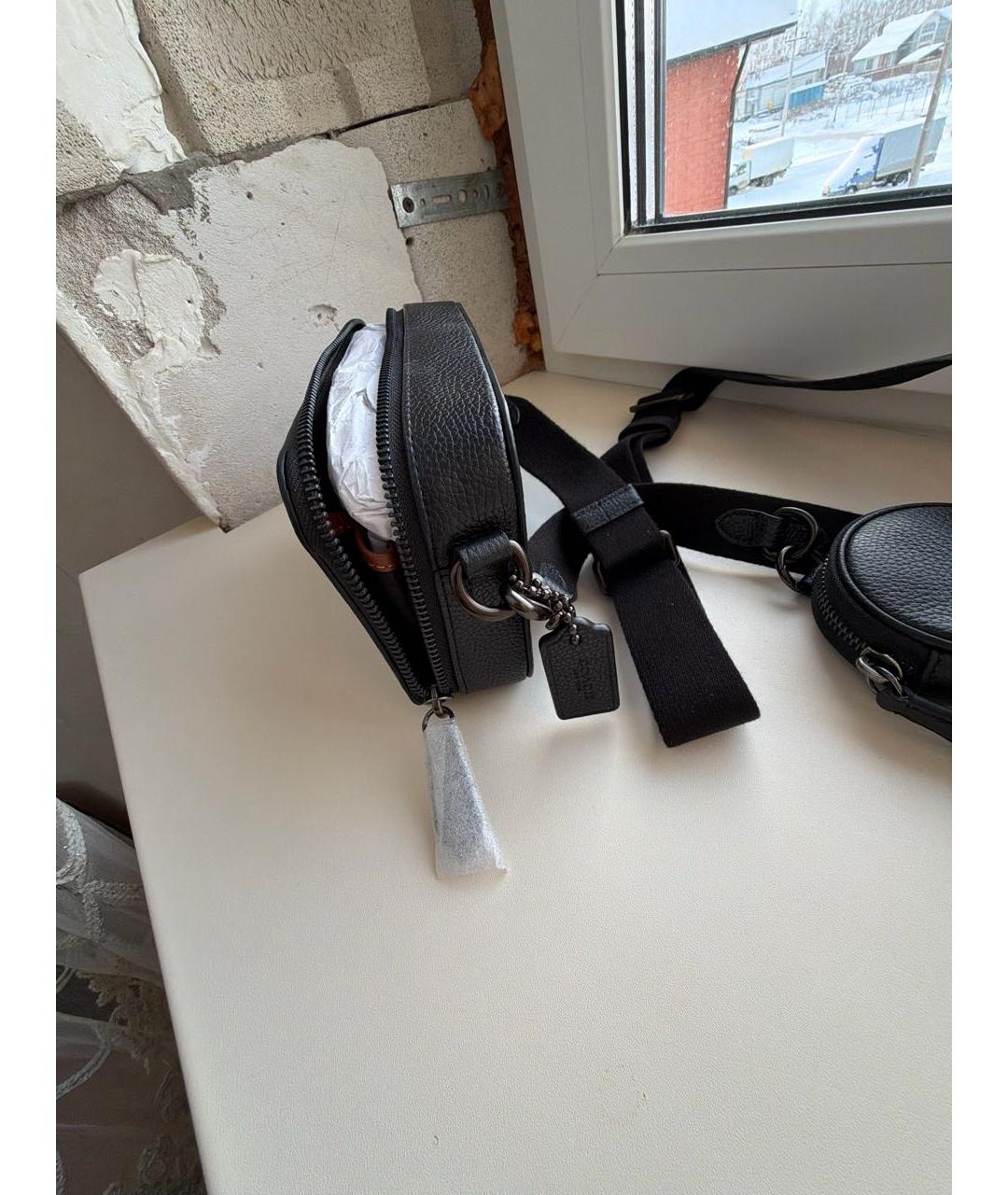 COACH Черная кожаная сумка на плечо, фото 8