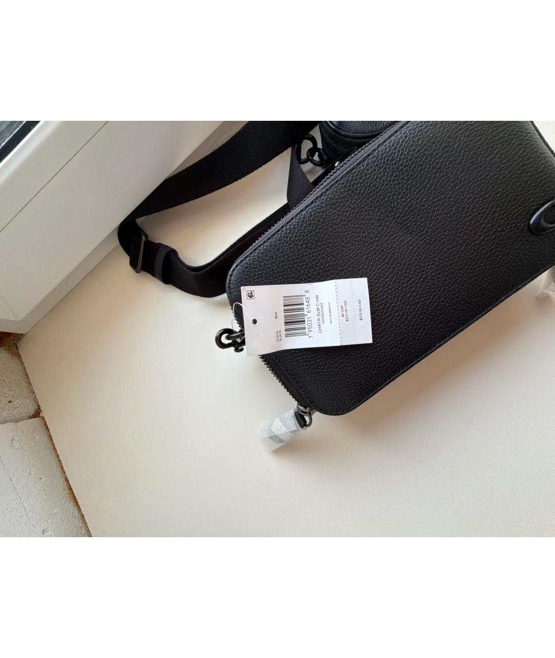 COACH Черная кожаная сумка на плечо, фото 7