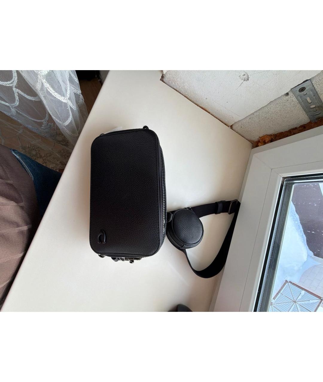 COACH Черная кожаная сумка на плечо, фото 5