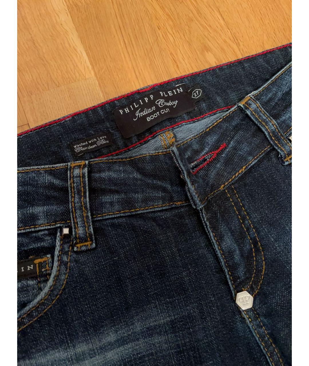 PHILIPP PLEIN Синие прямые джинсы, фото 4