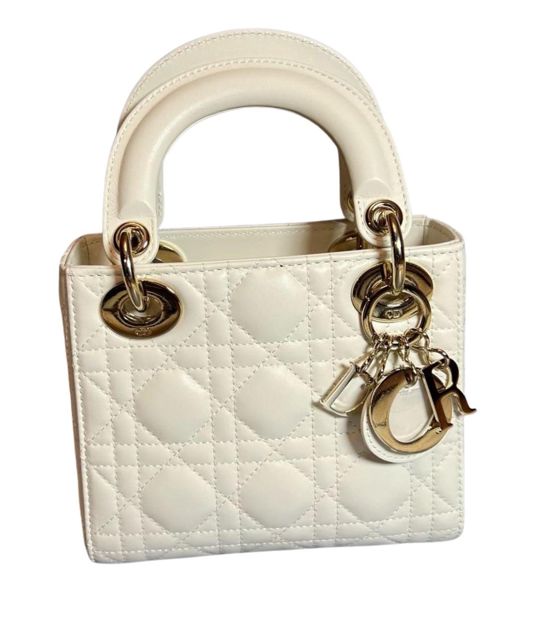 CHRISTIAN DIOR Белая кожаная сумка с короткими ручками, фото 1