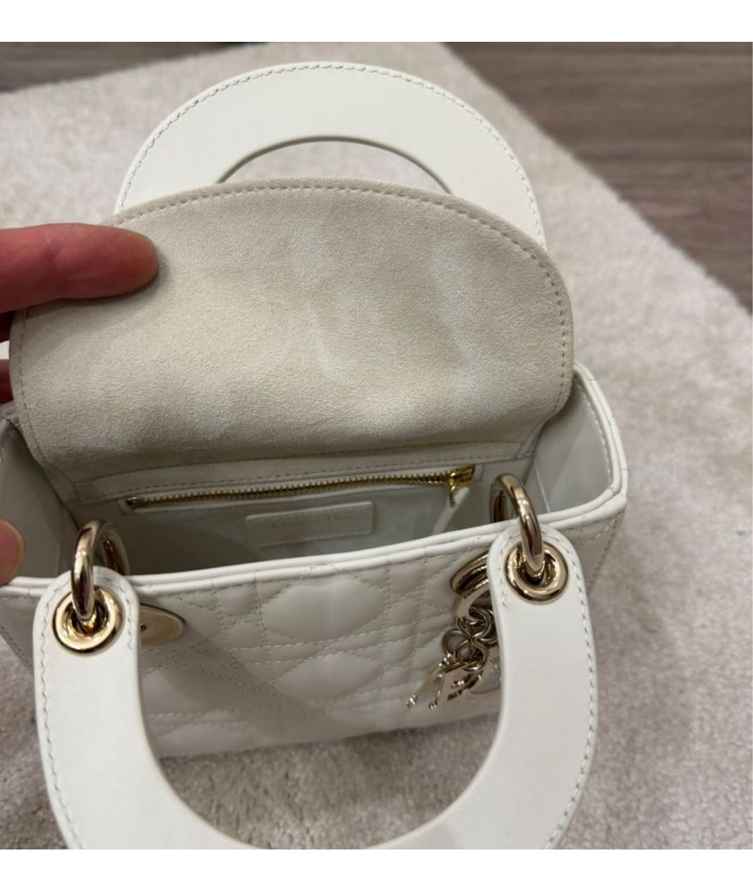 CHRISTIAN DIOR Белая кожаная сумка с короткими ручками, фото 4