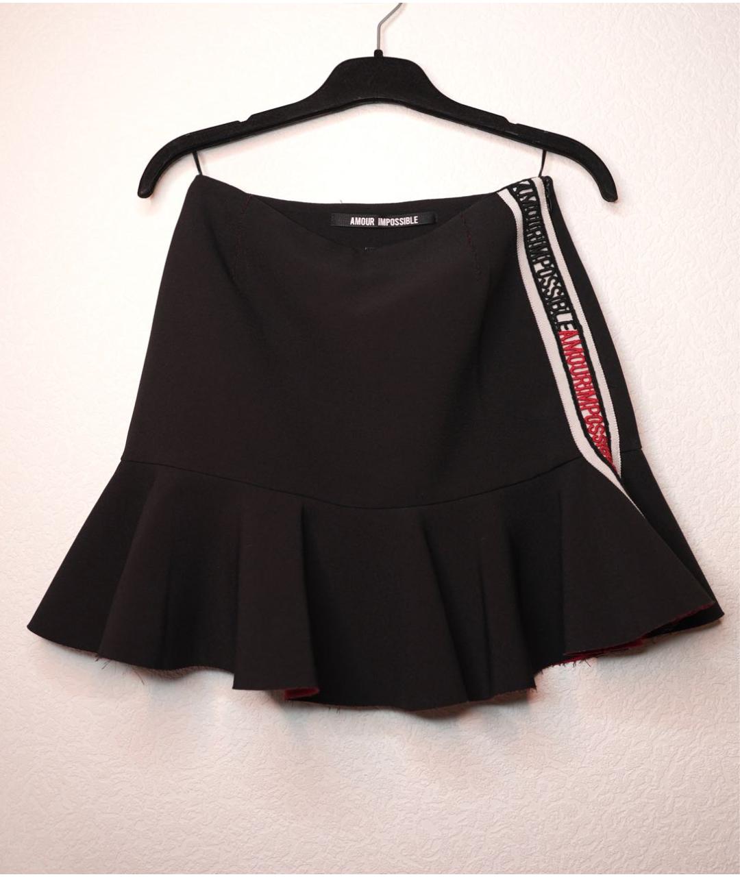 PINKO Черная полиэстеровая юбка мини, фото 5