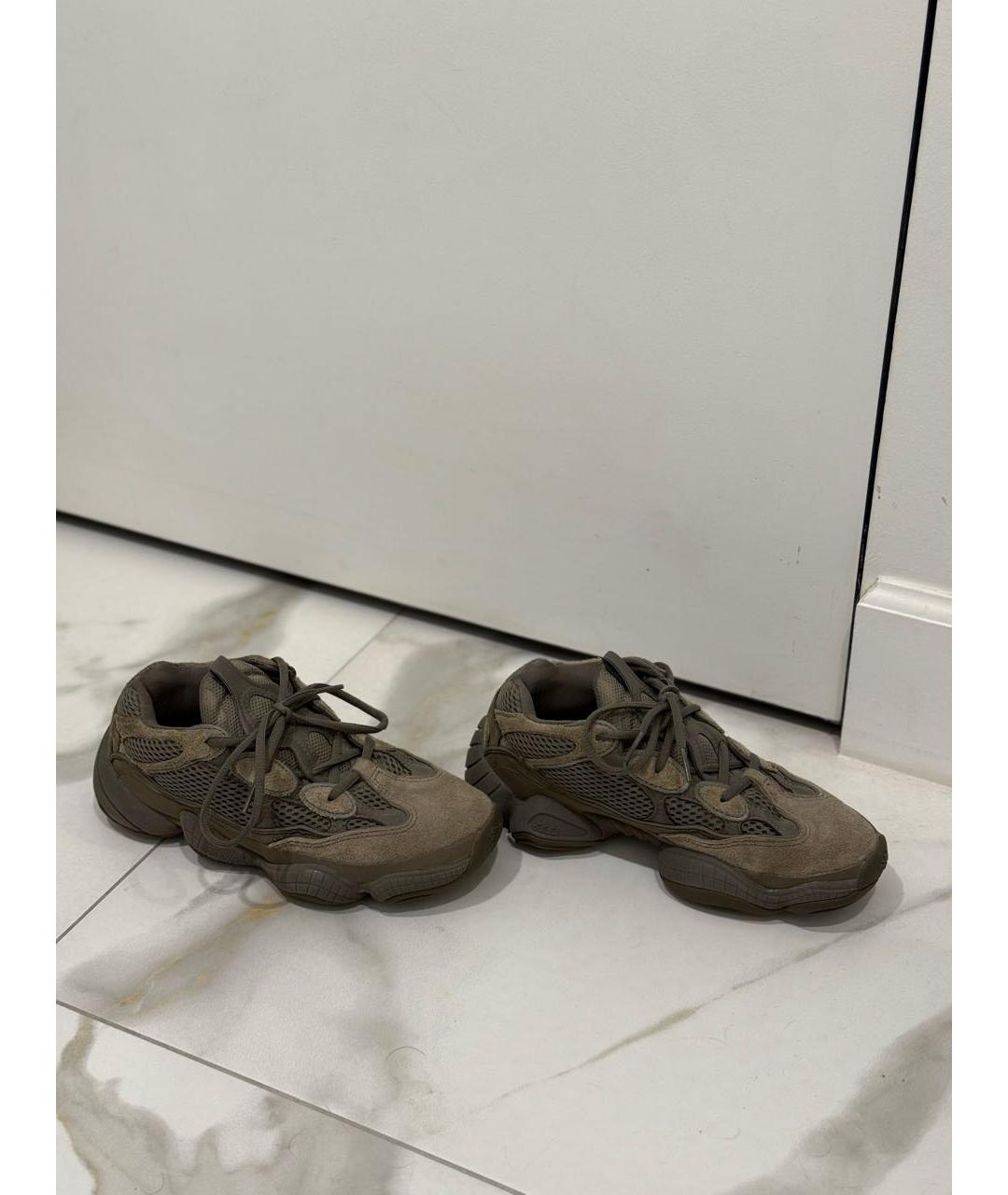 ADIDAS YEEZY Коричневые замшевые кроссовки, фото 2