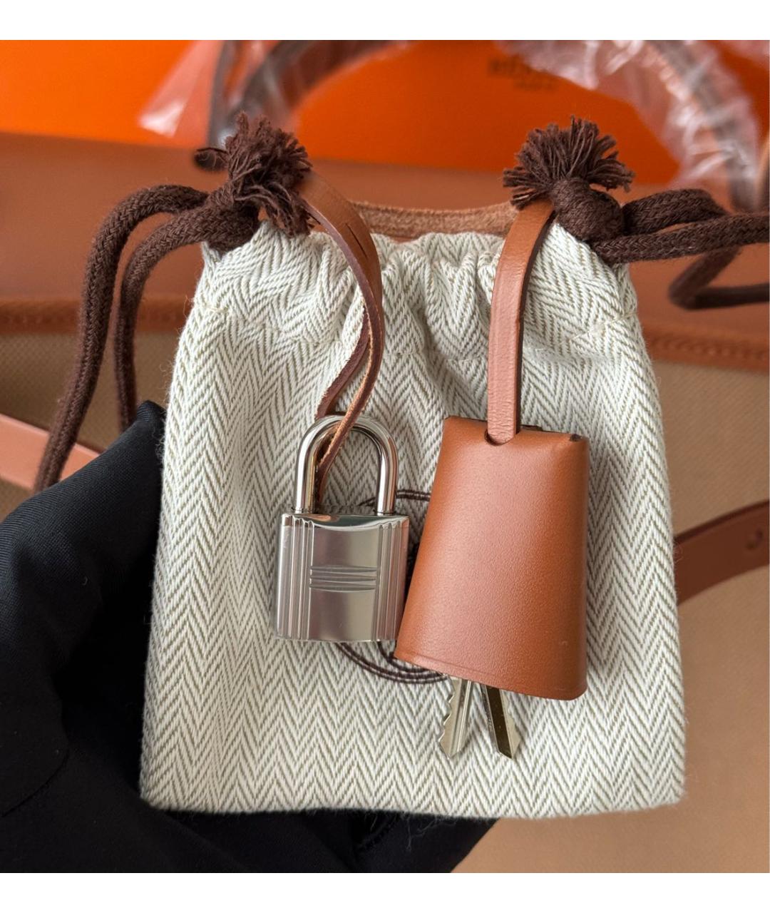 HERMES Коричневая кожаная сумка через плечо, фото 8