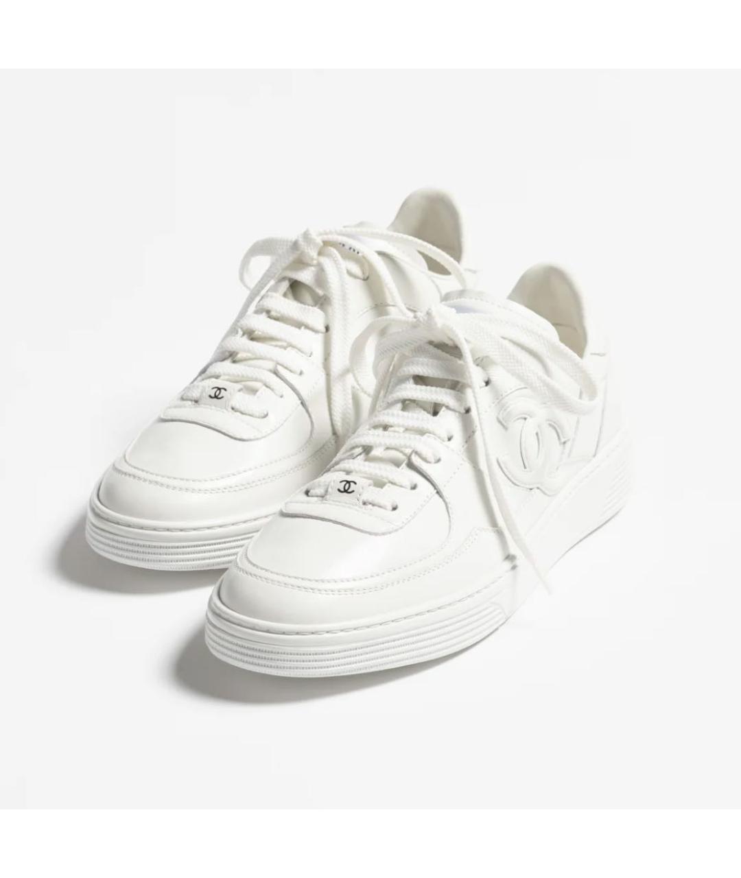 CHANEL Белые кожаные кеды, фото 3