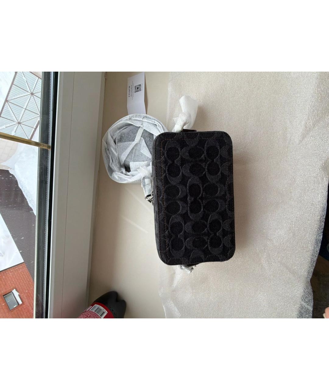 COACH Антрацитовая деним сумка на плечо, фото 3