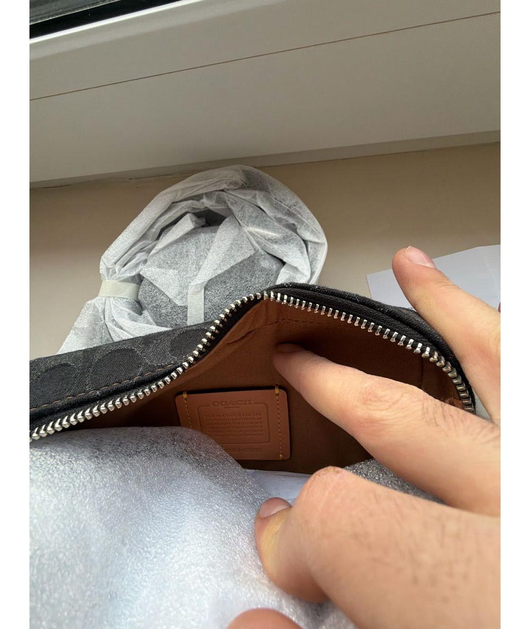 COACH Антрацитовая деним сумка на плечо, фото 4