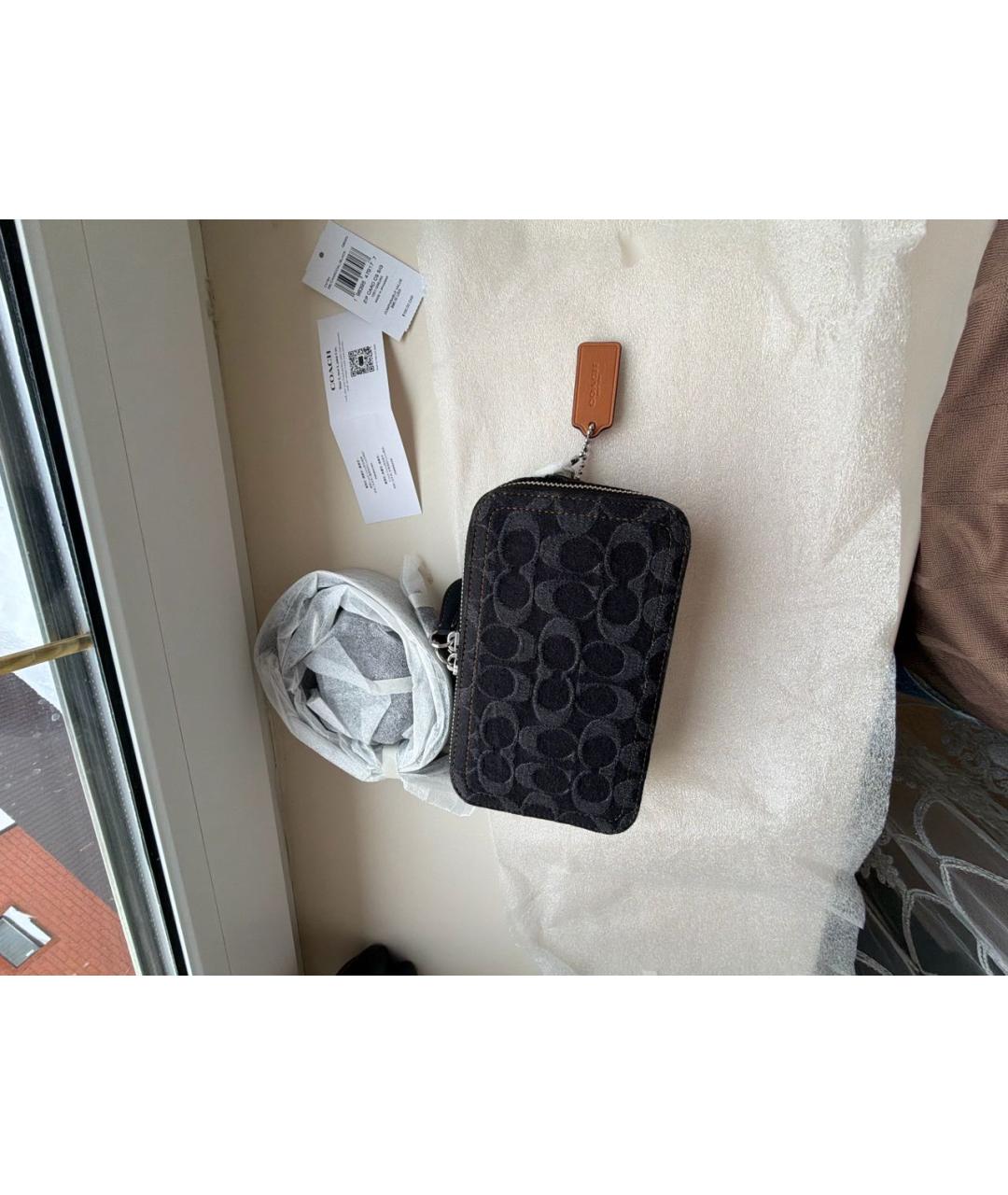 COACH Антрацитовая деним сумка на плечо, фото 5