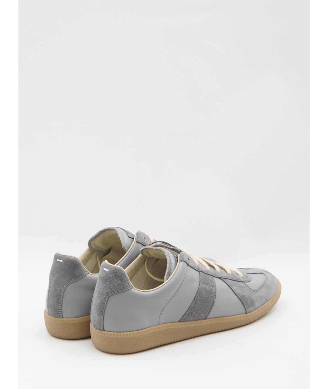 MAISON MARGIELA Серые кожаные низкие кроссовки / кеды, фото 3