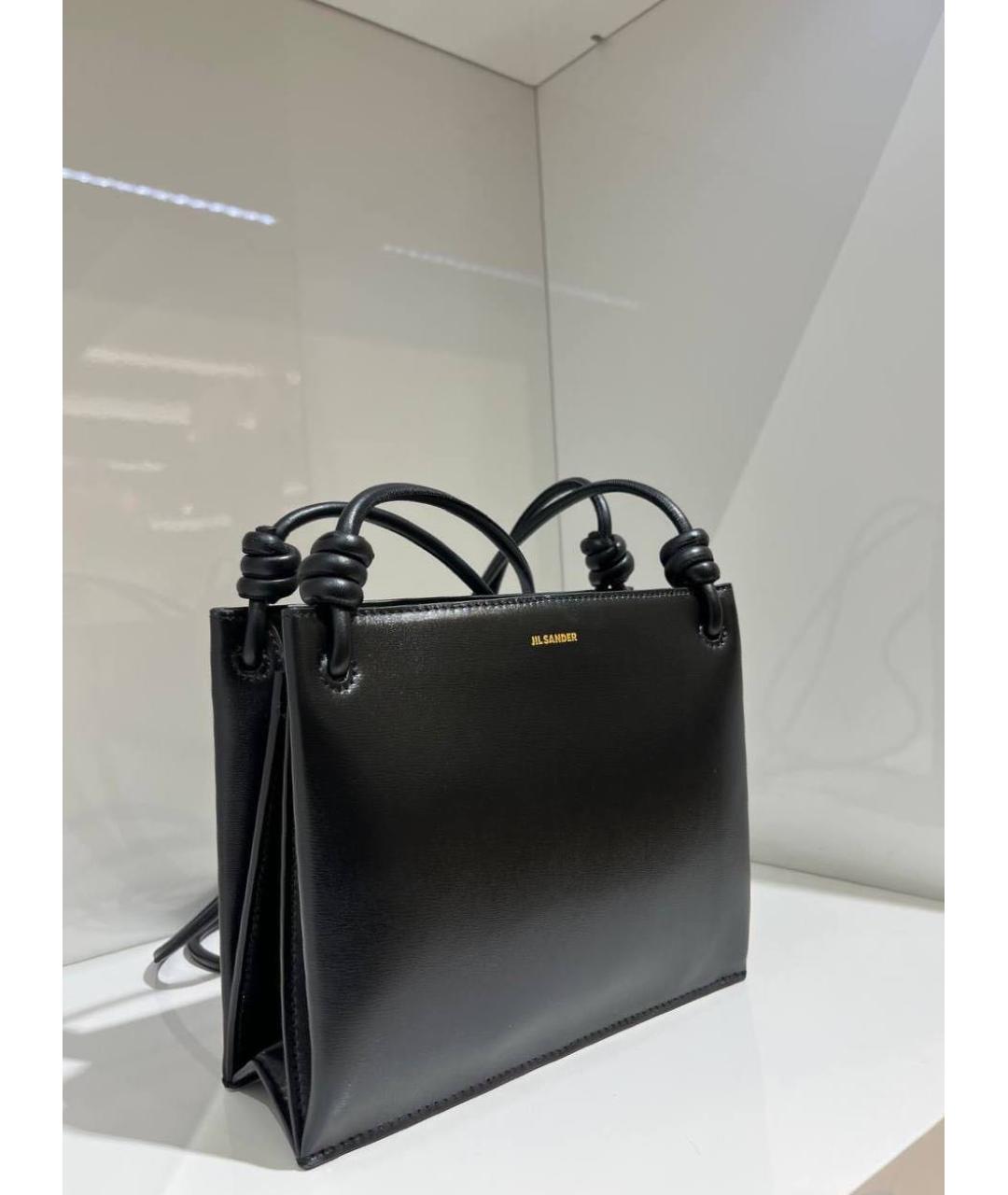 JIL SANDER Черная кожаная сумка через плечо, фото 3