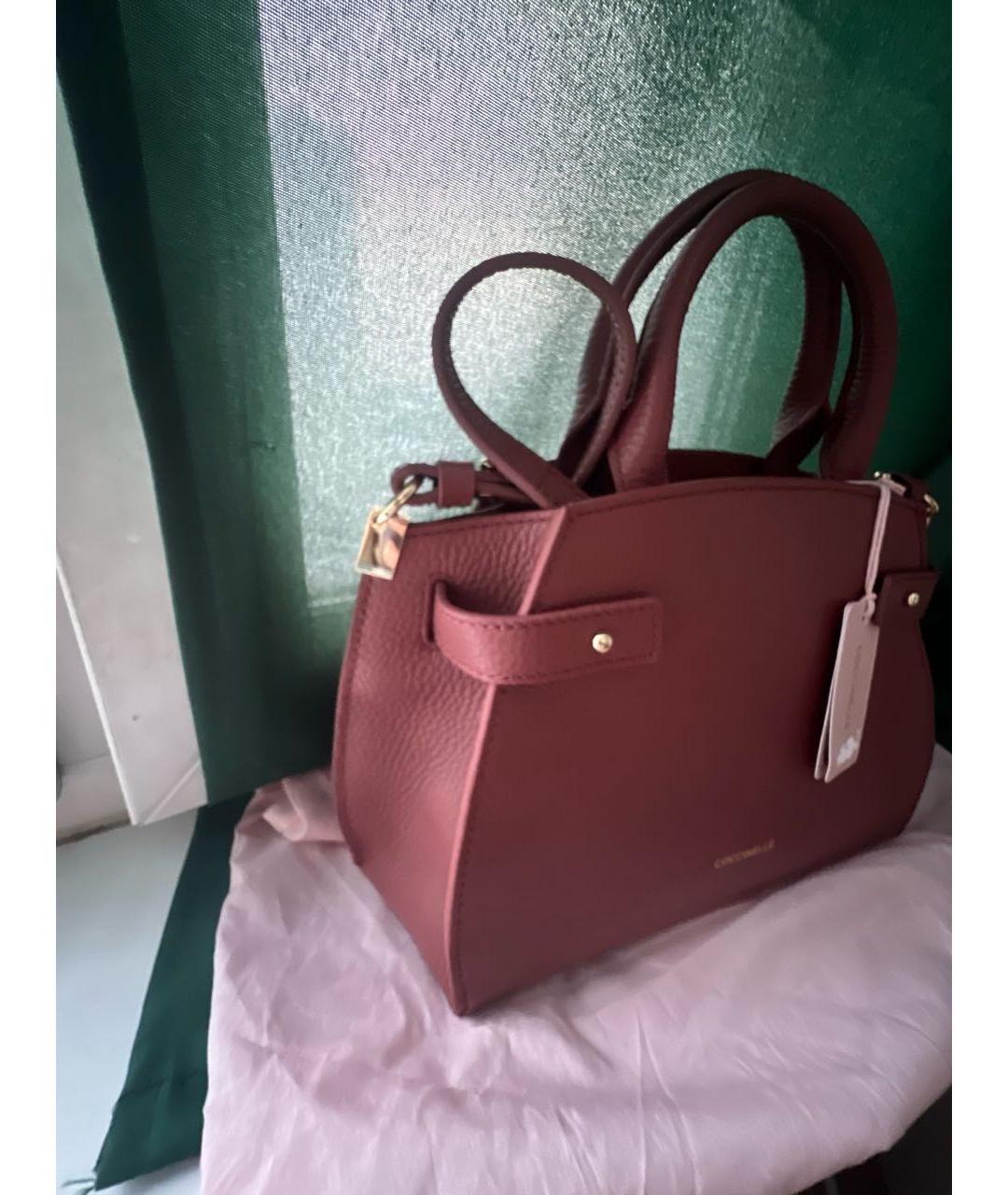 COCCINELLE Бордовая кожаная сумка с короткими ручками, фото 2