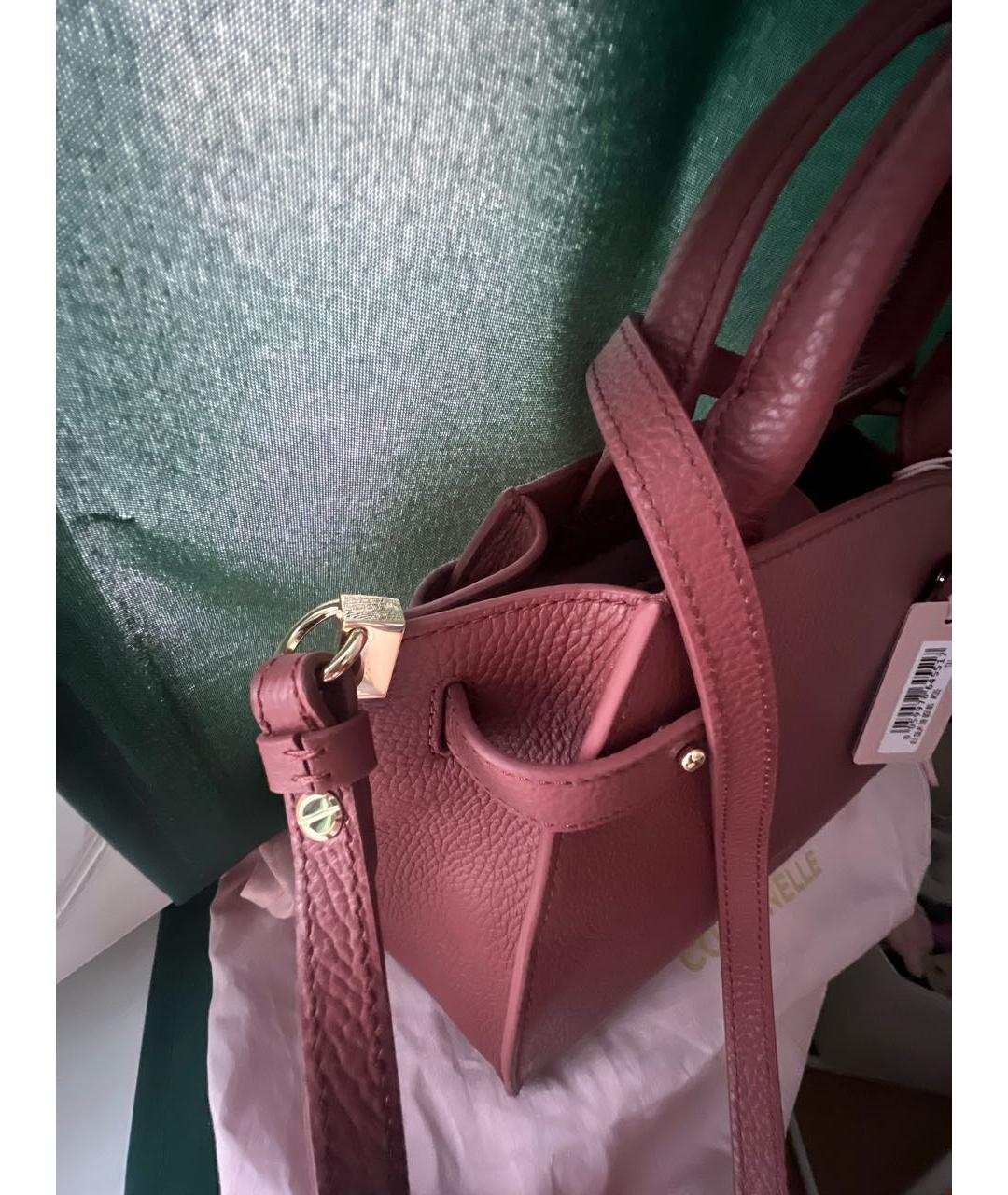 COCCINELLE Бордовая кожаная сумка с короткими ручками, фото 7