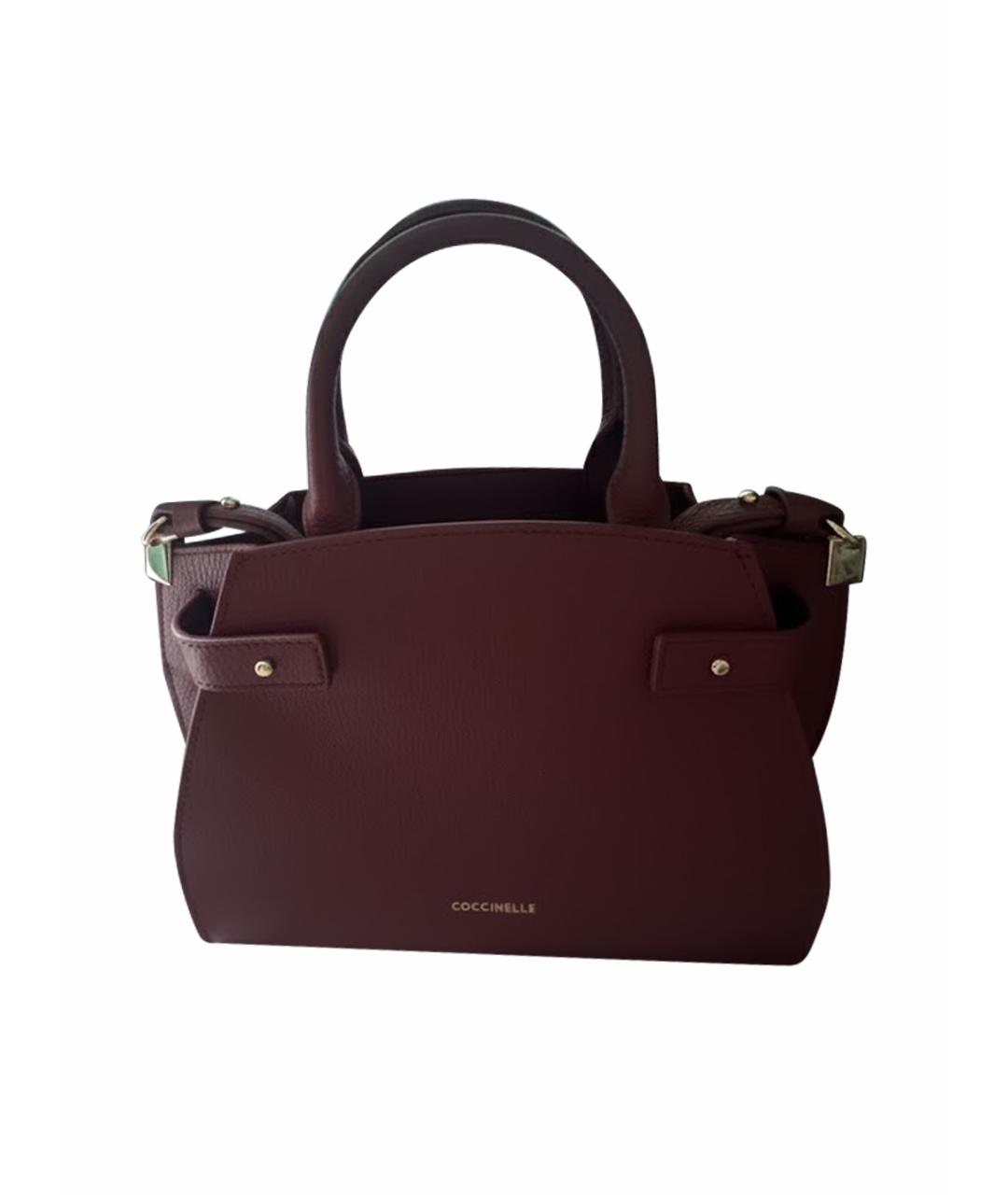 COCCINELLE Бордовая кожаная сумка с короткими ручками, фото 1