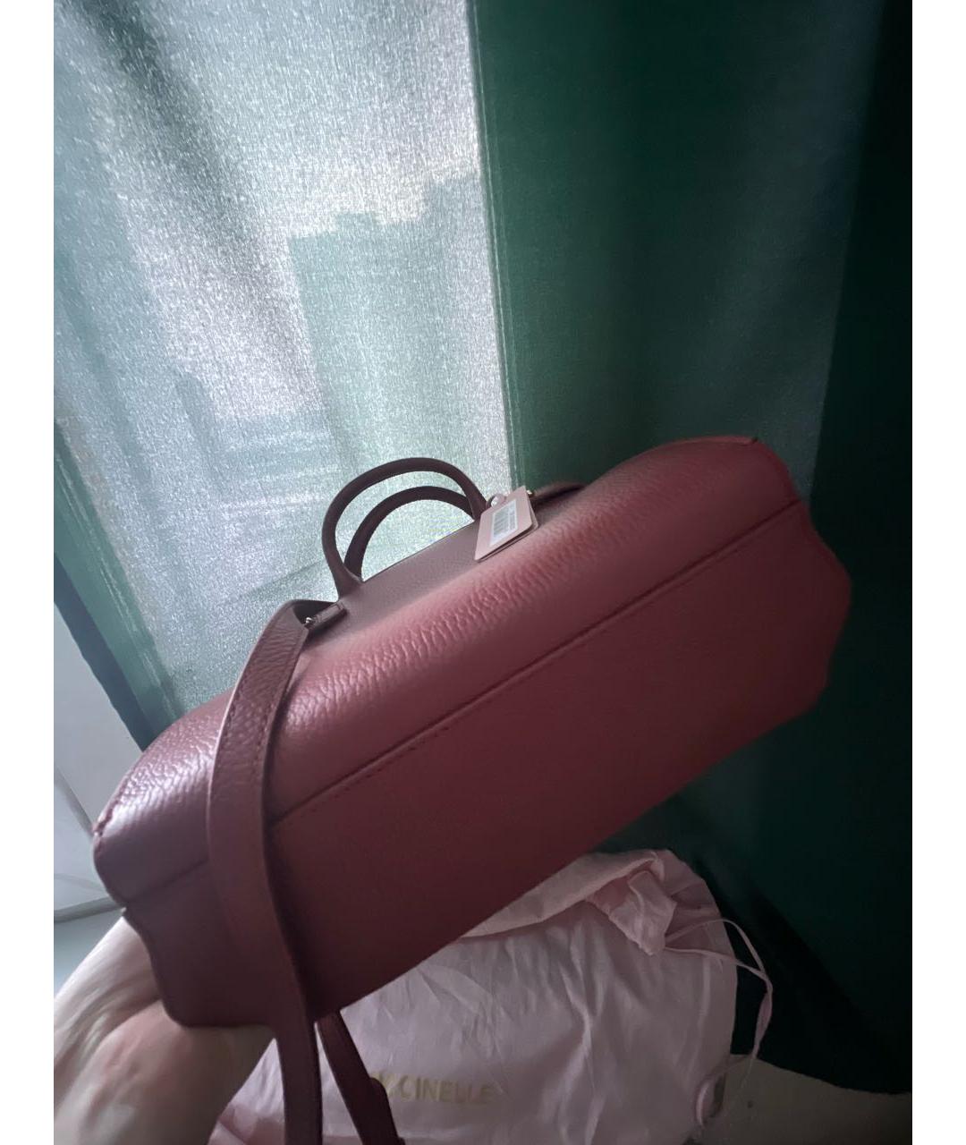 COCCINELLE Бордовая кожаная сумка с короткими ручками, фото 8