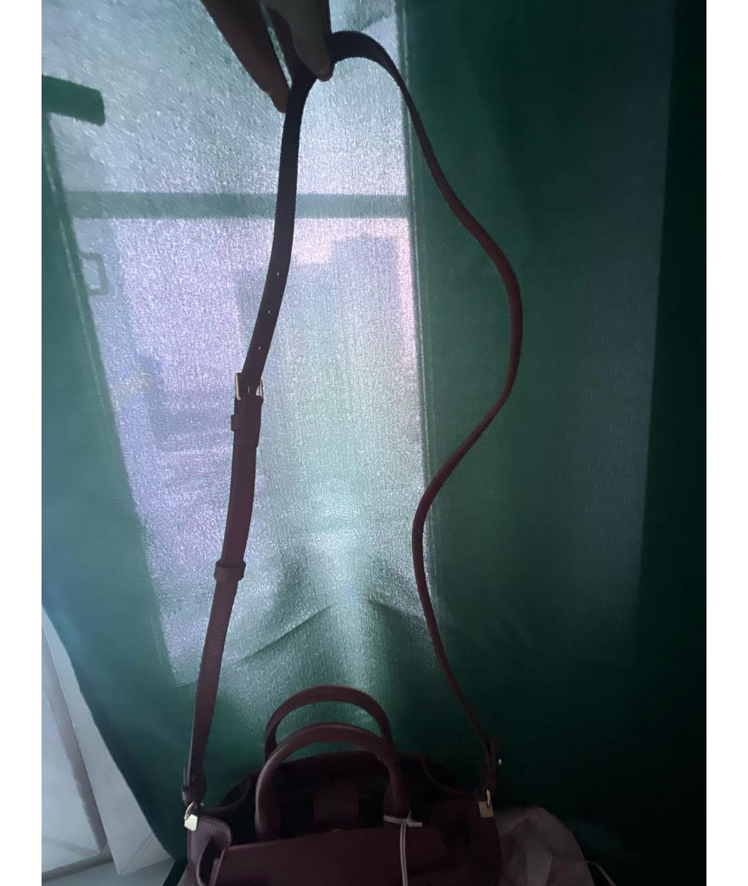 COCCINELLE Бордовая кожаная сумка с короткими ручками, фото 6