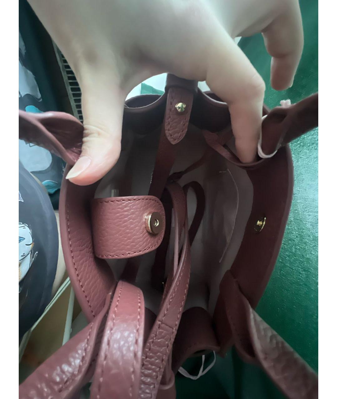 COCCINELLE Бордовая кожаная сумка с короткими ручками, фото 4