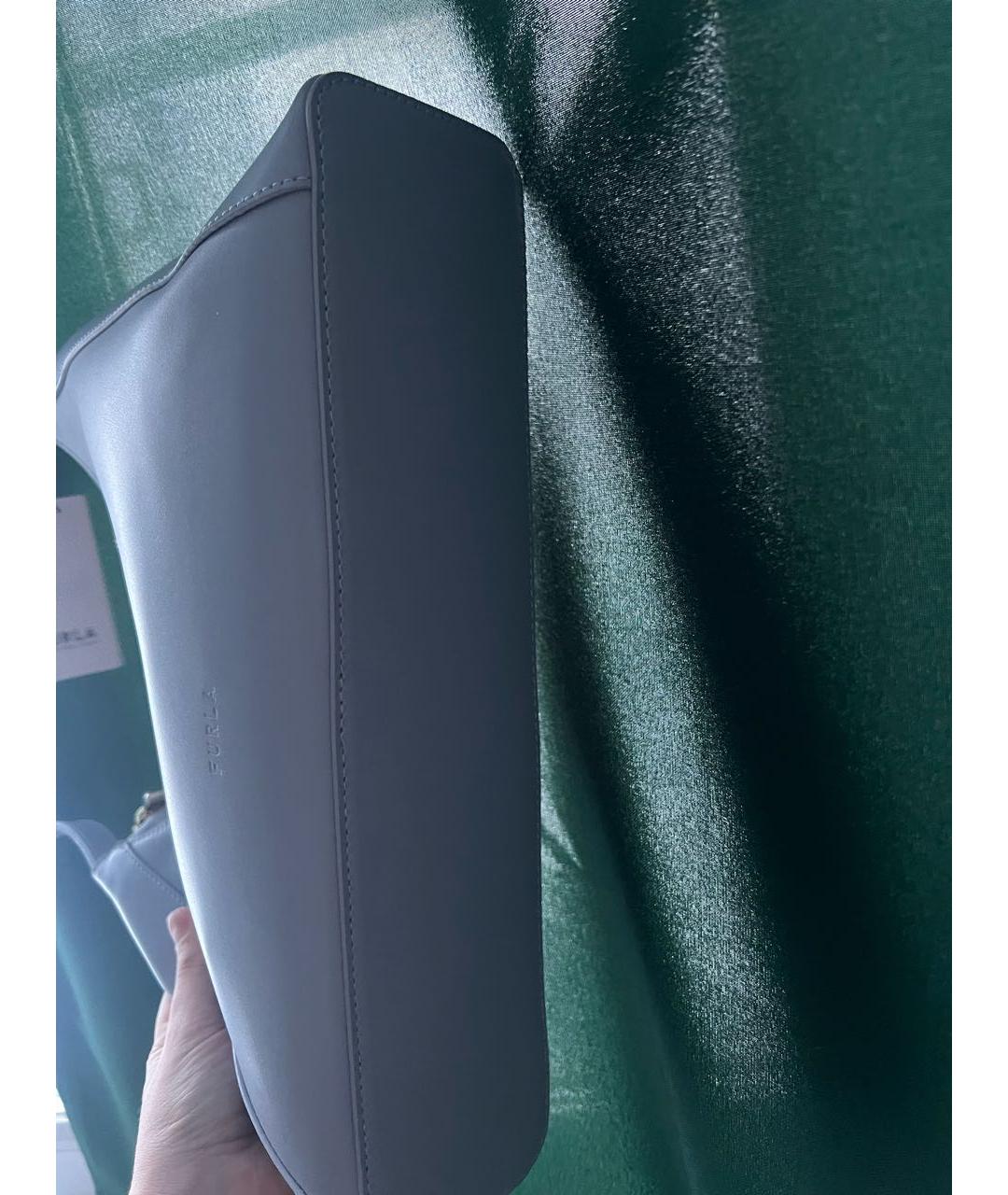 FURLA Голубая кожаная сумка с короткими ручками, фото 5