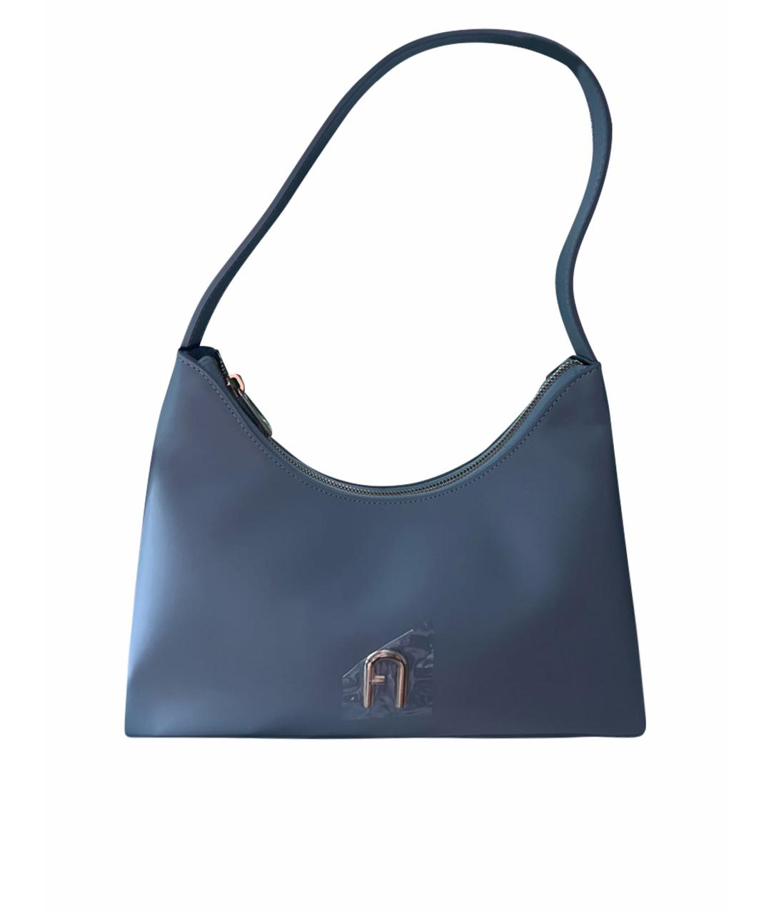 FURLA Голубая кожаная сумка с короткими ручками, фото 1