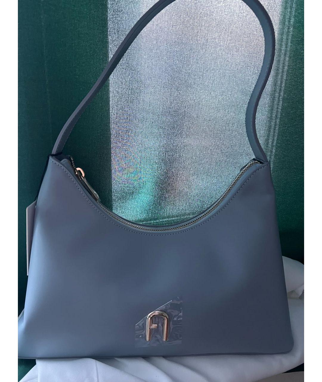 FURLA Голубая кожаная сумка с короткими ручками, фото 8