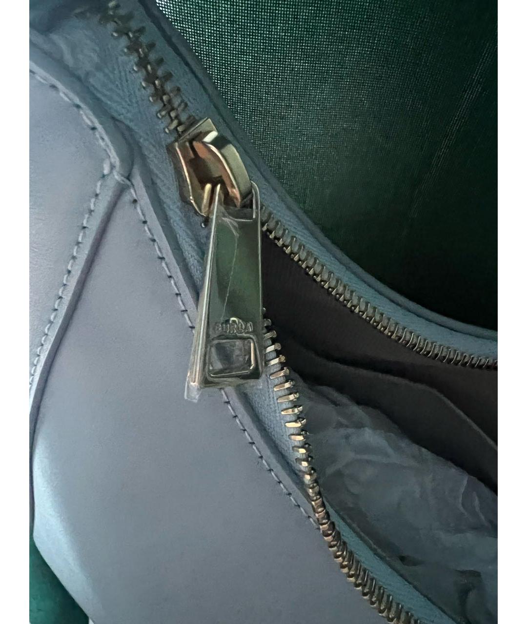 FURLA Голубая кожаная сумка с короткими ручками, фото 7