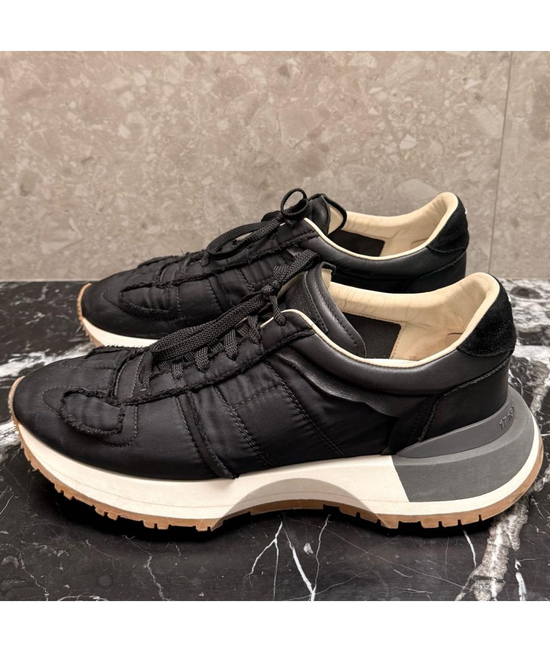 MAISON MARGIELA Черные синтетические низкие кроссовки / кеды, фото 5