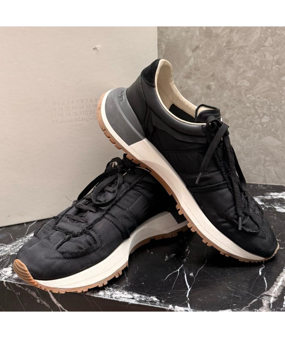 MAISON MARGIELA Черные синтетические низкие кроссовки / кеды, фото 6