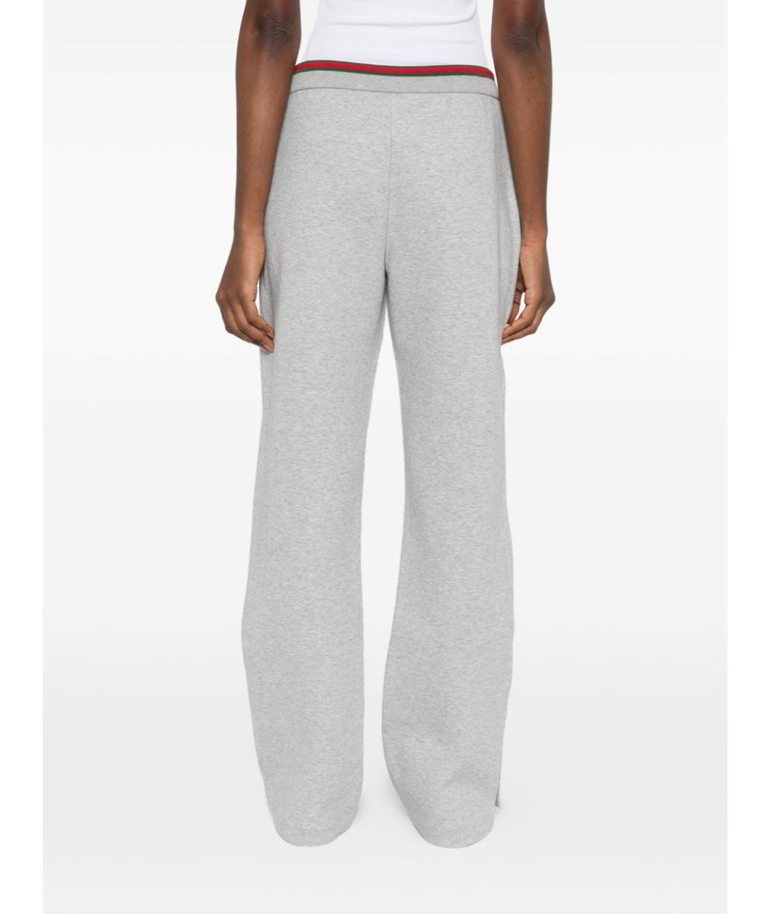 GUCCI Серые хлопковые прямые брюки, фото 4