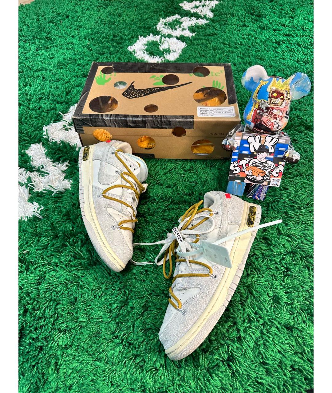 NIKE X OFF-WHITE Бежевые замшевые низкие кроссовки / кеды, фото 3