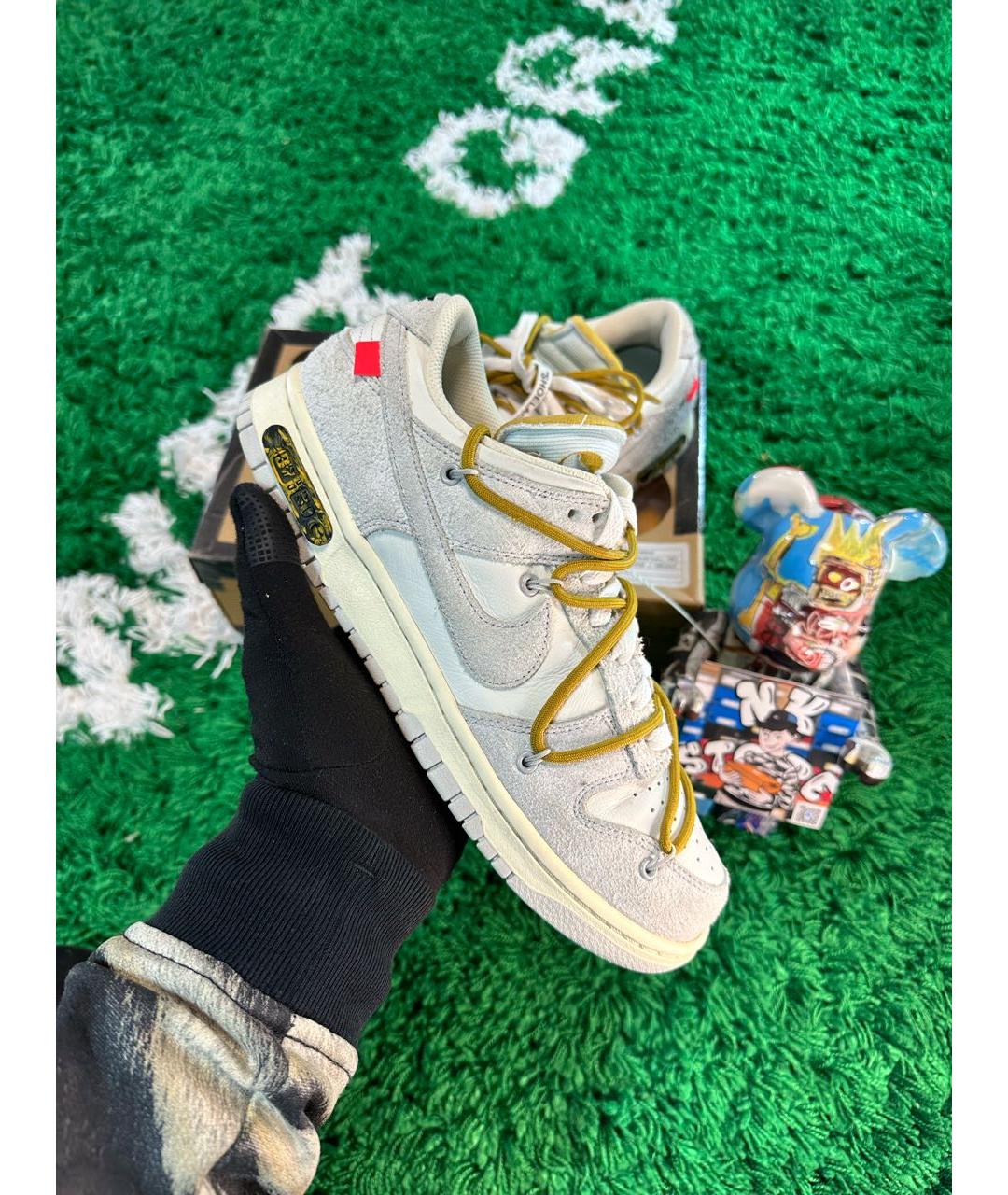 NIKE X OFF-WHITE Бежевые замшевые низкие кроссовки / кеды, фото 5