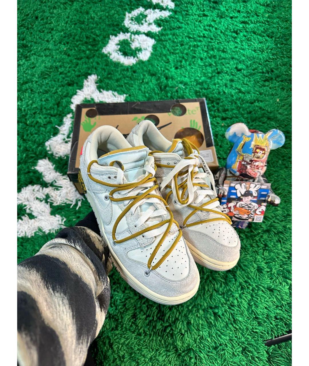 NIKE X OFF-WHITE Бежевые замшевые низкие кроссовки / кеды, фото 2